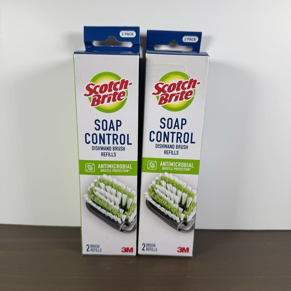 Scotch-Brite Dishwand Refills Soap Control Brush 2-Pack Lot of 2 White Green New